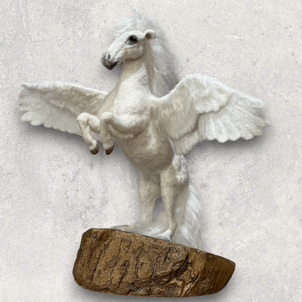 Pegasus rearing up in the wind of Zephyrus